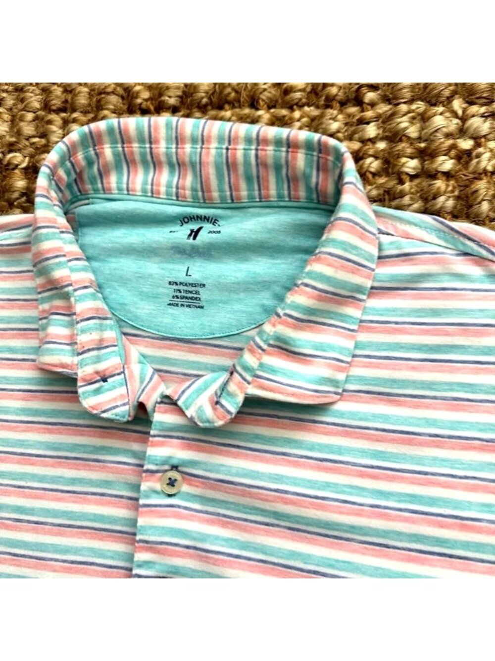 Johnnie-O Men’s Polo Shirt Pink Blue Mens Large Golf Causal